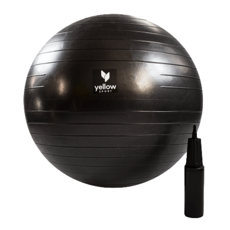 Piłka rehabilitacyjna yellowGYM ball 65 cm, czarna z pompką - Yellowsport TIMAGO