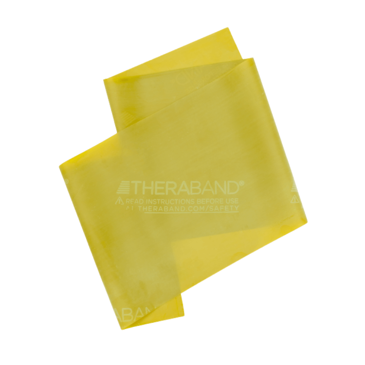Taśma lateksowa Theraband 1,5 m (kolor żółty - opór słaby)