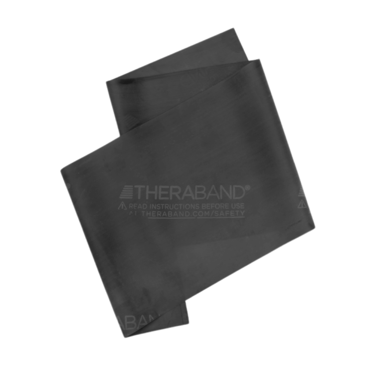 Taśma lateksowa Theraband 1,5 m (kolor czarny - opór specjalnie mocny)