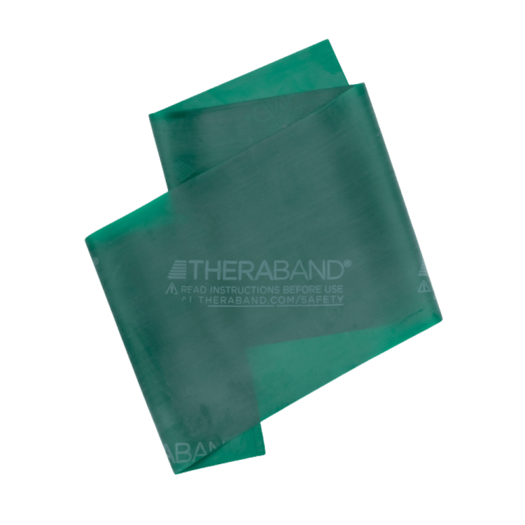 Taśma lateksowa Theraband 2,5m (kolor zielony - opór mocny)