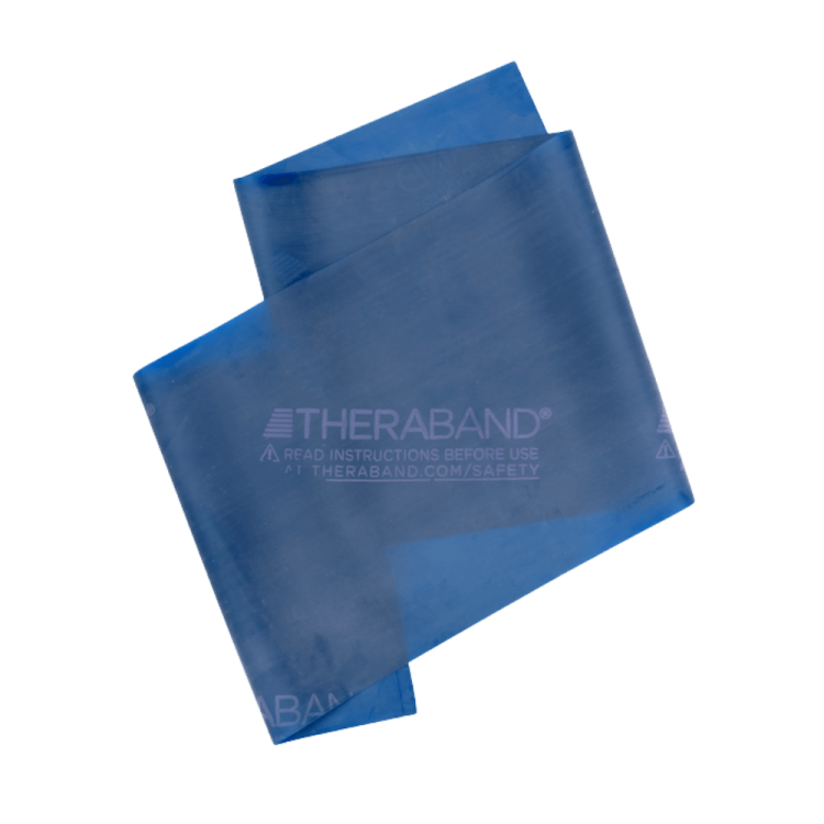 Taśma lateksowa Theraband 2,5 m (kolor niebieski - opór extra mocny)