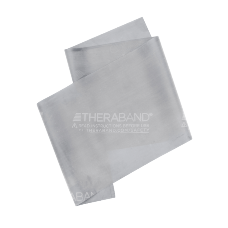 Taśma lateksowa Theraband 2,5 m (kolor srebrny - opór super mocny)