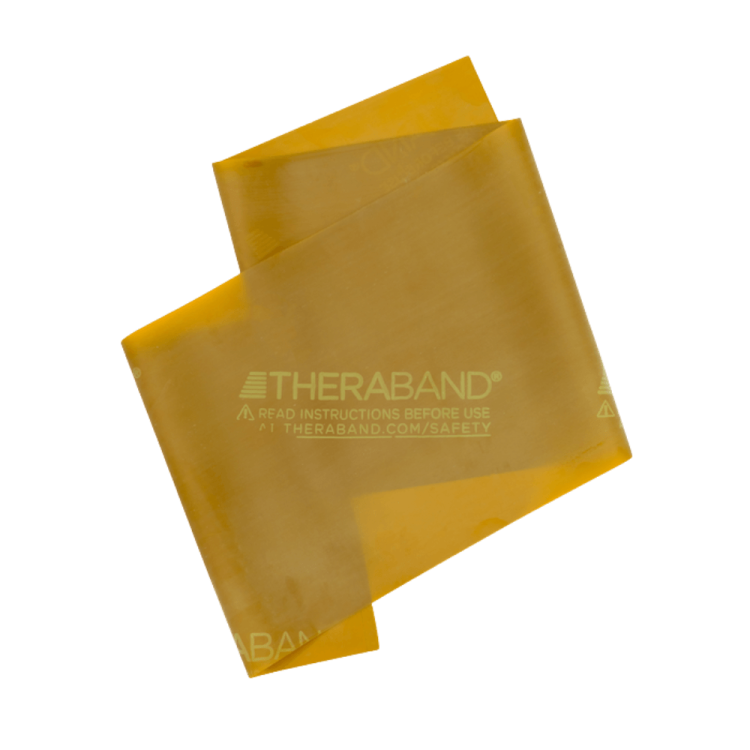 Taśma lateksowa Theraband 2,5m (kolor złoty - opór maksymalnie mocny)