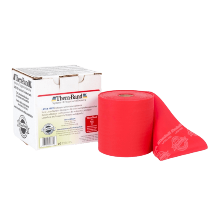 Taśma bezlateksowa Theraband 22,9 m - kolor czerwony - opór średni
