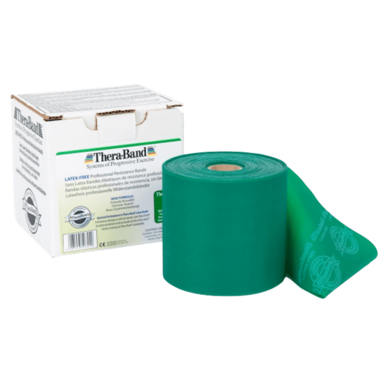 Taśma bezlateksowa Theraband 22,9 m - kolor zielony - opór mocny