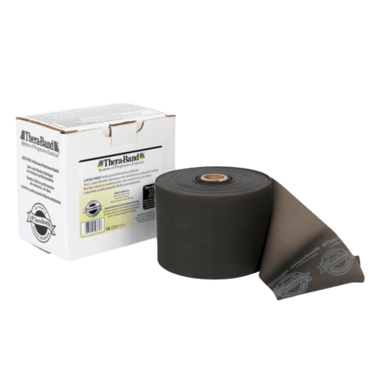 Taśma bezlateksowa Theraband 22,9 m - kolor czarny - opór specjalnie mocny
