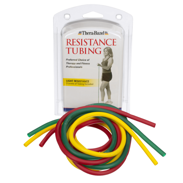 Komplet tubingów mniejszego oporu TheraBand. 3 x 1,5 m. Kolory żółty, czerwony, zielony