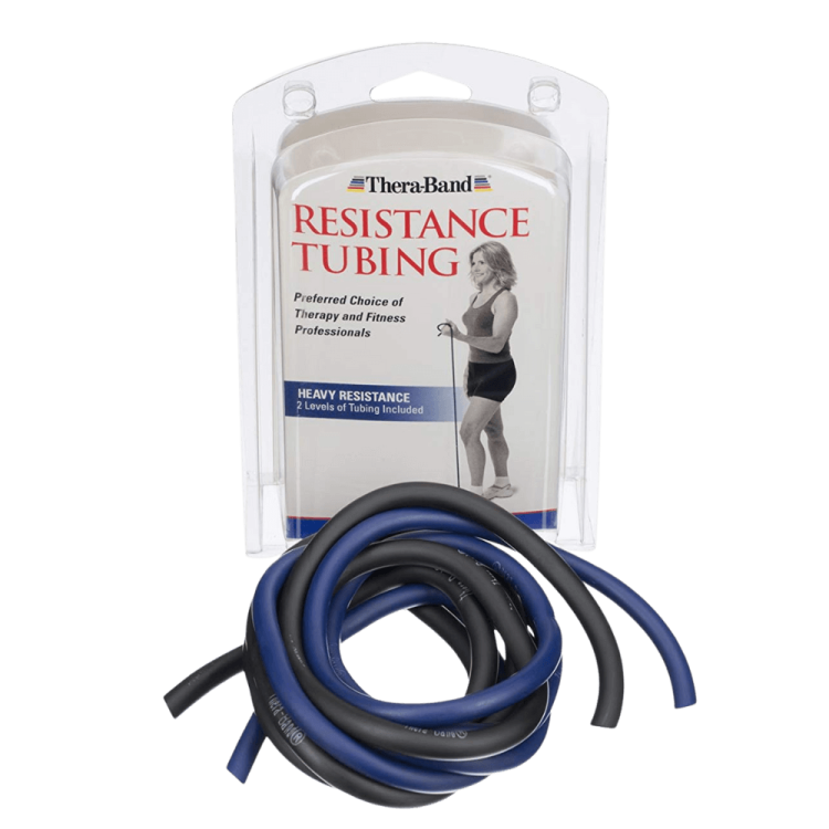 Komplet tubingów większego oporu TheraBand. 2 x 1,5 m. Kolory niebieski, czarny