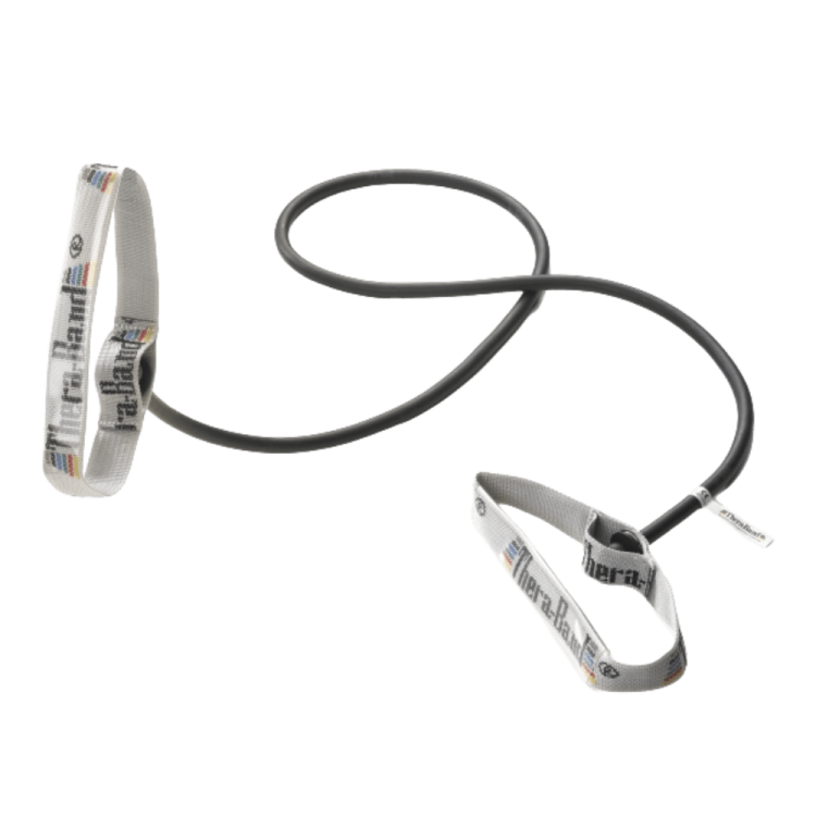 Tubing Theraband 1,4 m Kolor czarny, Opór specjalnie mocny, Uchwyt gąbkowy lub elastyczny