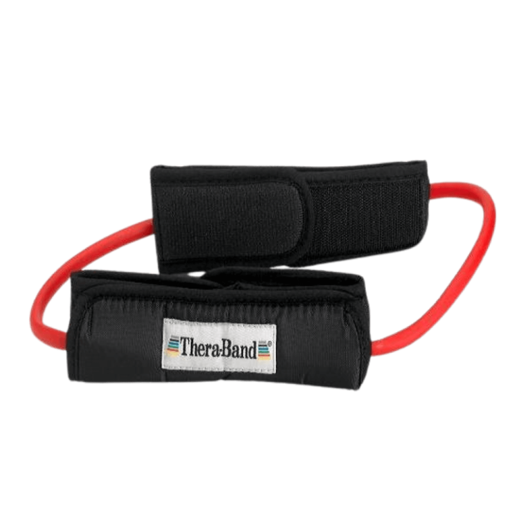 Tubing loop TheraBand® 30 cm z manżetami. Kolor czerwony, Opór średni