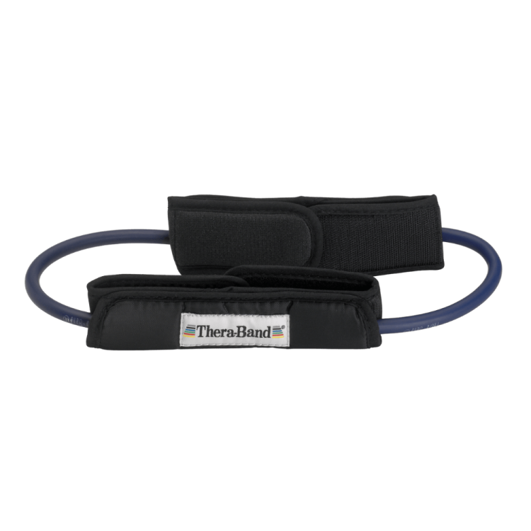 Tubing loop Theraband® 30 cm z manżetami. Kolor niebieski, Opór extra mocny