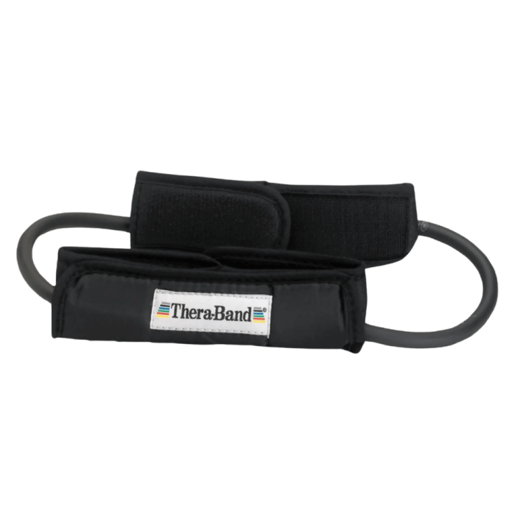 Tubing loop TheraBand® 30 cm z manżetami. Kolor czarny, Opór specjalnie mocny