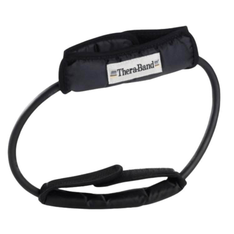 Tubing loop TheraBand® 30 cm z manżetami. Kolor czarny, Opór specjalnie mocny