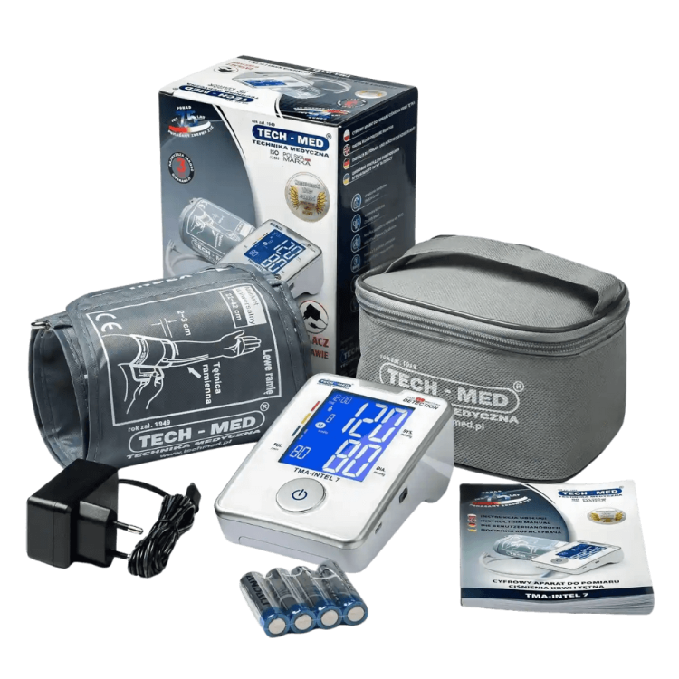 Ciśnieniomierz TMA-INTEL 7 TECH-MED z zasilaczem USB, pomiar podczas pompowania, wykrywa arytmię