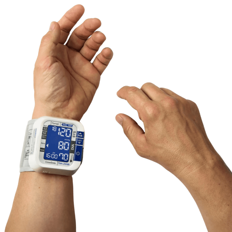 Ciśnieniomierz nadgarstkowy elektroniczny TMA-200 (B) TECH-MED, pomiar podczas pompowania, czytelny ekran, wykrywa arytmię