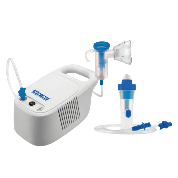 Inhalator kompresorowy z irygatorem TM-NEB HOSPI TECH-MED – do nebulizacji i oczyszczania zatok, do pracy ciągłej, 2 maski
