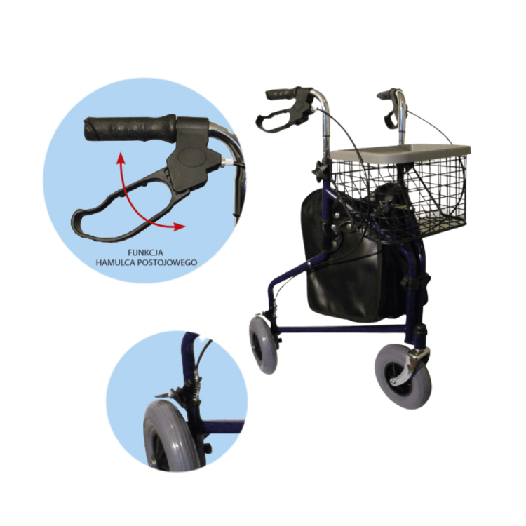 Balkonik trójkołowy z torbą i koszykiem