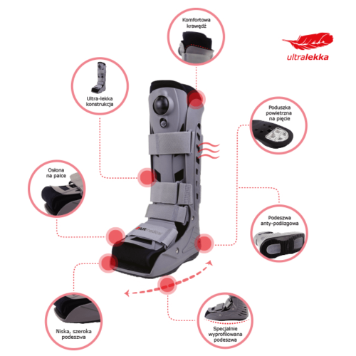 Orteza stopowo-goleniowa wysoka Walker Pro szaro-czarna AR-602 - ARmedical