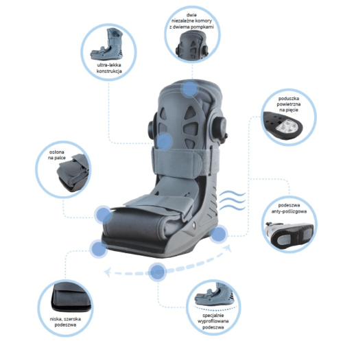 Orteza stopowo-goleniowa dwukomorowa niska Walker Dual Comfort szara AR-607 - ARmedical